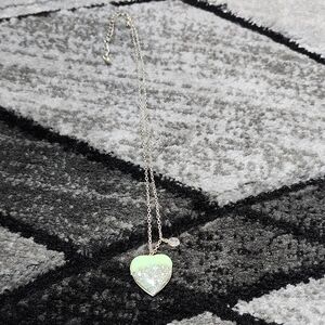 GLITTER HEART SHAPED LOCKET RHINESTONE 18" PENDANT NECKLACE